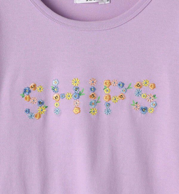 SHIPS KIDS「SHIPS KIDS:140～150cm / フラワー 刺繍 ロゴ 長袖 Tシャツ」|Tシャツ・カットソー|