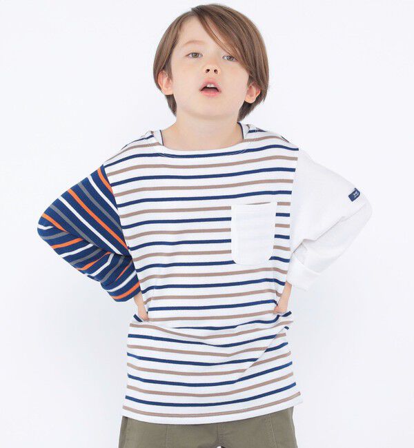 SHIPS KIDS「SHIPS KIDS:100～130cm/クレイジー ボーダー ロングスリーブ Tシャツ」|Tシャツ・カットソー|