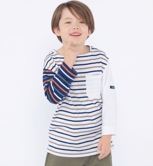 SHIPS KIDS「SHIPS KIDS:100～130cm/クレイジー ボーダー ロングスリーブ Tシャツ」|Tシャツ・カットソー|