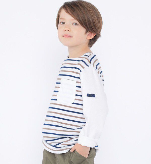 SHIPS KIDS「SHIPS KIDS:100～130cm/クレイジー ボーダー ロングスリーブ Tシャツ」|Tシャツ・カットソー|