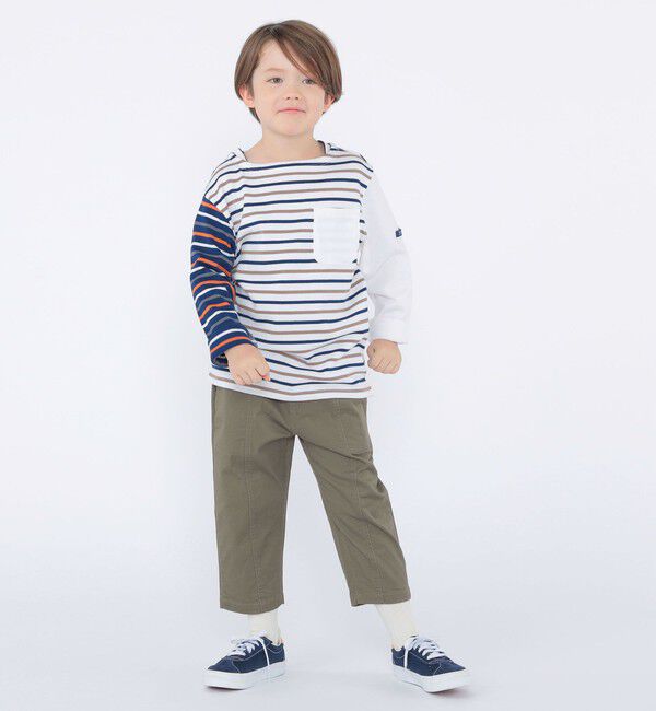 SHIPS KIDS「SHIPS KIDS:100～130cm/クレイジー ボーダー ロングスリーブ Tシャツ」|Tシャツ・カットソー|