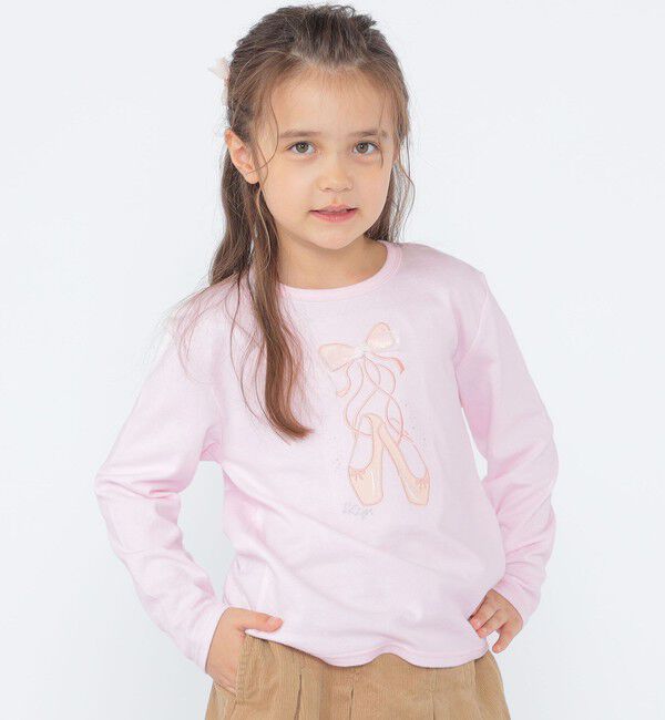 SHIPS KIDS「SHIPS KIDS:100～130cm / バレエシューズ デザイン 長袖 Tシャツ」|Tシャツ・カットソー|