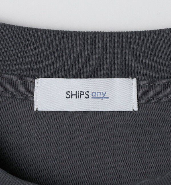 SHIPS any「SHIPS any: オーガニック コットン ワンポイント ロゴ プリント&times;刺繍 スピンドル Tシャツ(ロンT)◇」|Tシャツ・カットソー|