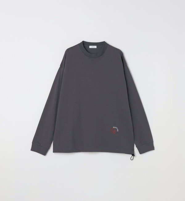 SHIPS any「SHIPS any: オーガニック コットン ワンポイント ロゴ プリント&times;刺繍 スピンドル Tシャツ(ロンT)◇」|Tシャツ・カットソー|