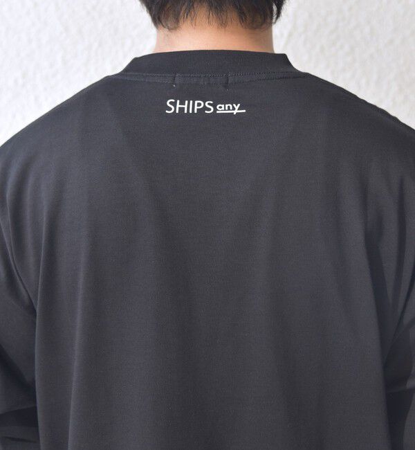 SHIPS any「SHIPS any: オーガニック コットン ワンポイント ロゴ プリント&times;刺繍 スピンドル Tシャツ(ロンT)◇」|Tシャツ・カットソー|