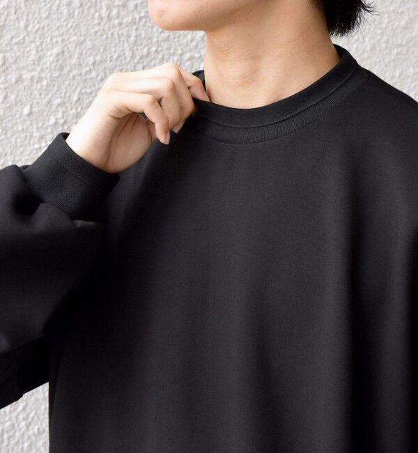 SHIPS any「SHIPS any: クリア ダンボール セミモックネック カットソー (セットアップ対応)◇」|Tシャツ・カットソー|ブラック