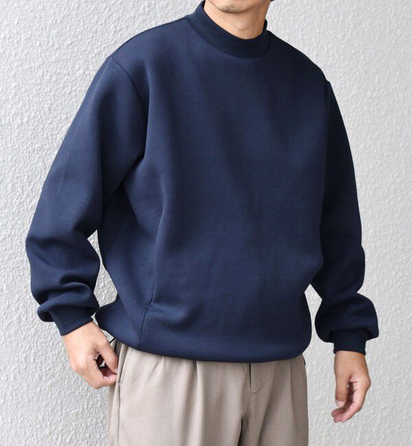 SHIPS any「SHIPS any: クリア ダンボール セミモックネック カットソー (セットアップ対応)◇」|Tシャツ・カットソー|ネイビー