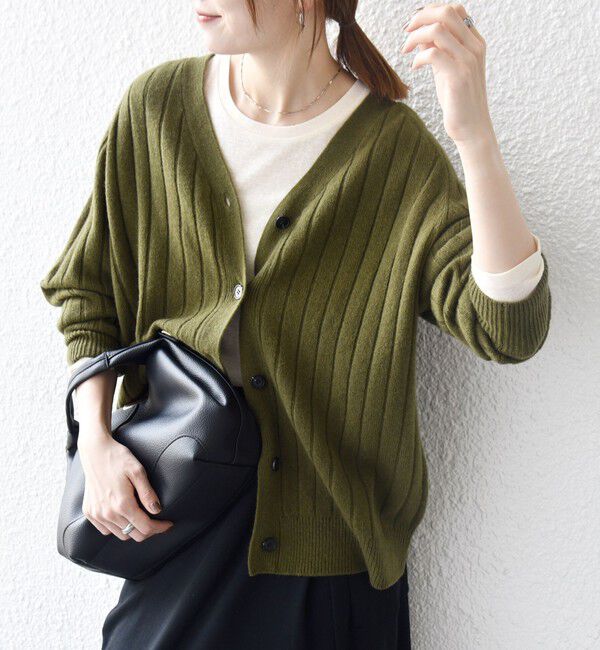SHIPS any「SHIPS any:〈手洗い可能〉ヤク ワイドリブ Vネック ニット カーディガン」|カーディガン|