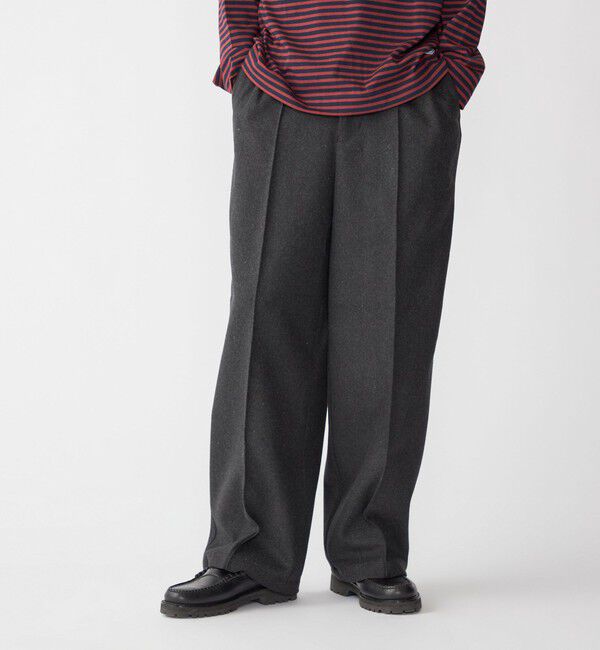SHIPS「【WEB限定】SHIPS:〈手洗い可能〉ウールブレンド ワイド スラックス」|その他|ダークグレー