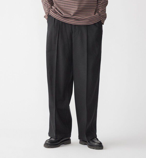 SHIPS「【WEB限定】SHIPS:〈手洗い可能〉ウールブレンド ワイド スラックス」|その他|ブラック
