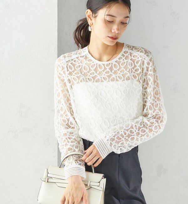 SHIPS for women「〈手洗い可能〉トゥワール コード レース ブラウス（ホワイト）」|シャツ・ブラウス|ホワイト