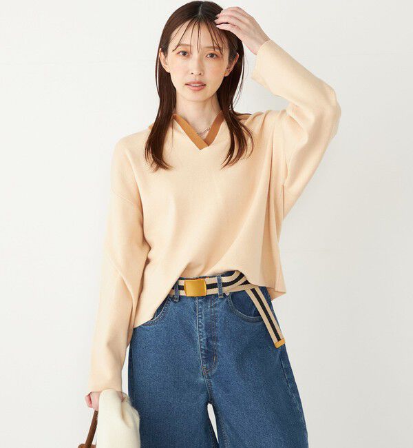 SHIPS Colors 「SHIPS Colors:〈手洗い可能〉スキッパー ニット &times; スカート セットアップ◇」|ニット・セーター|