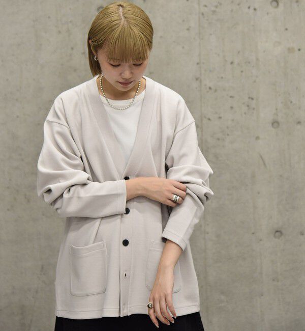 SHIPS「City Ambient Products: Wフェイス カノコ Vネック カーディガン」|カーディガン|ライトグレー