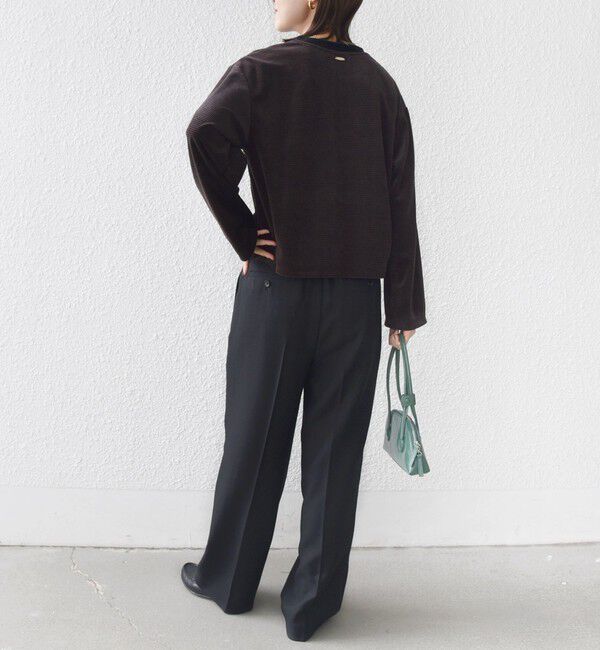 SHIPS for women「〈手洗い可能〉コットン ポリエステル ベロア ワイド スリーブ ボーダー」|Tシャツ・カットソー|