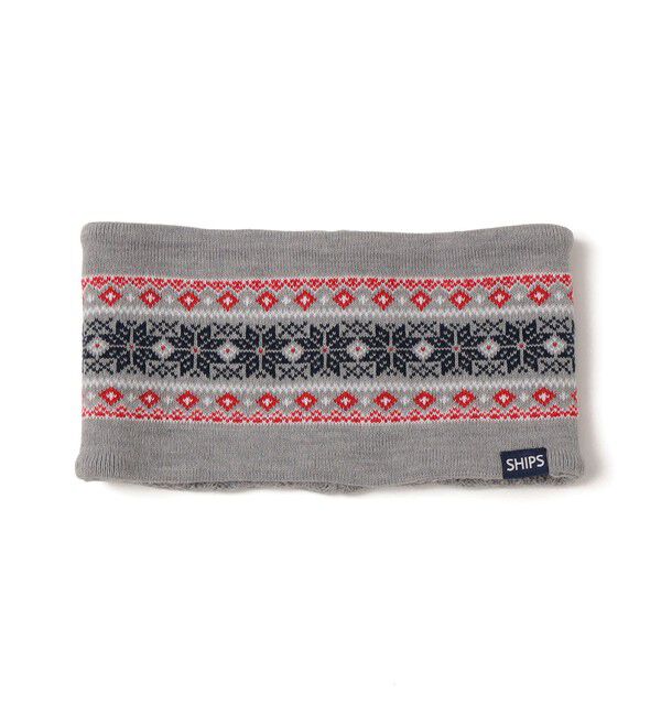 SHIPS KIDS「SHIPS KIDS:ジャカード&times;ケーブル リバーシブル ネックウォーマー」|その他|ライトグレー