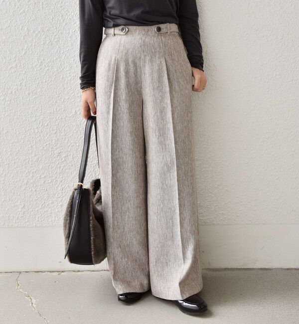 SHIPS Colors 「SHIPS Colors:〈手洗い可能〉カラー ミックス ツイード ボタン ワイドパンツ◇」|その他|