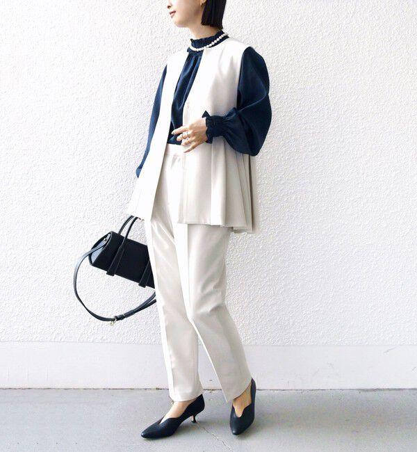 SHIPS for women「ダブル クロス ジレ オフホワイト（セレモニー対応可）」|ベスト・ジレ|