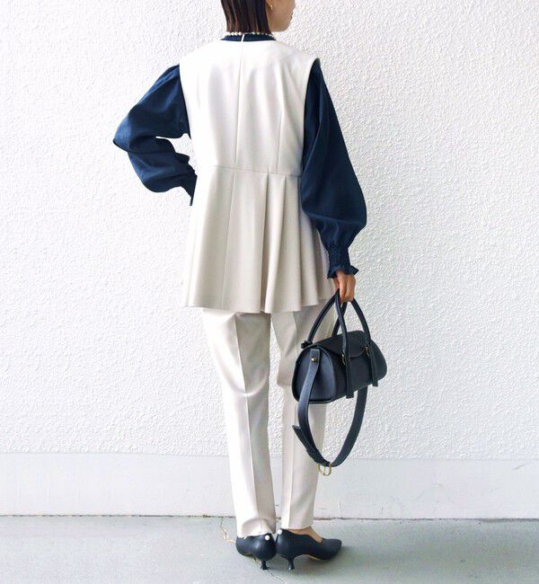 SHIPS for women「ダブル クロス ジレ オフホワイト（セレモニー対応可）」|ベスト・ジレ|