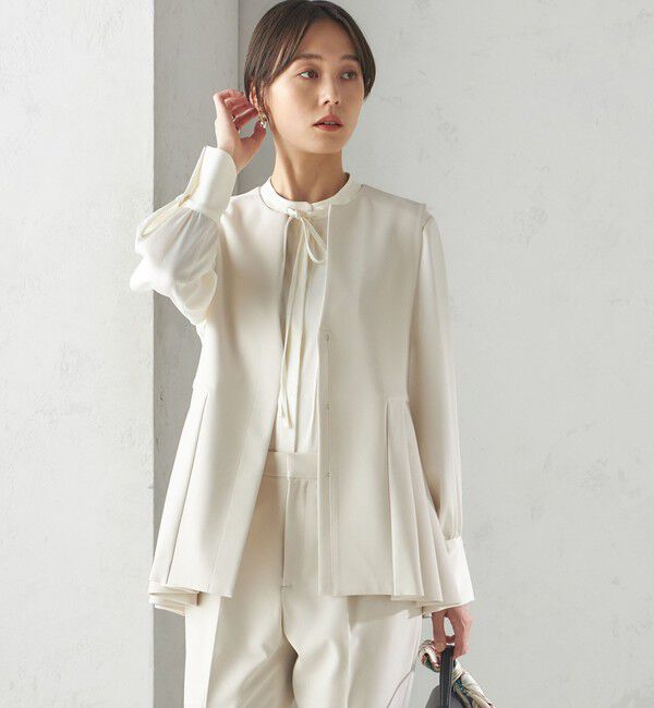 SHIPS for women「ダブル クロス ジレ オフホワイト（セレモニー対応可）」|ベスト・ジレ|