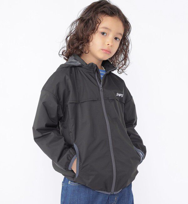 SHIPS KIDS「SHIPS KIDS:100～130cm /〈撥水/洗濯機可能〉ジップアップ パーカ」|ブルゾン・スタジャン|ブラック