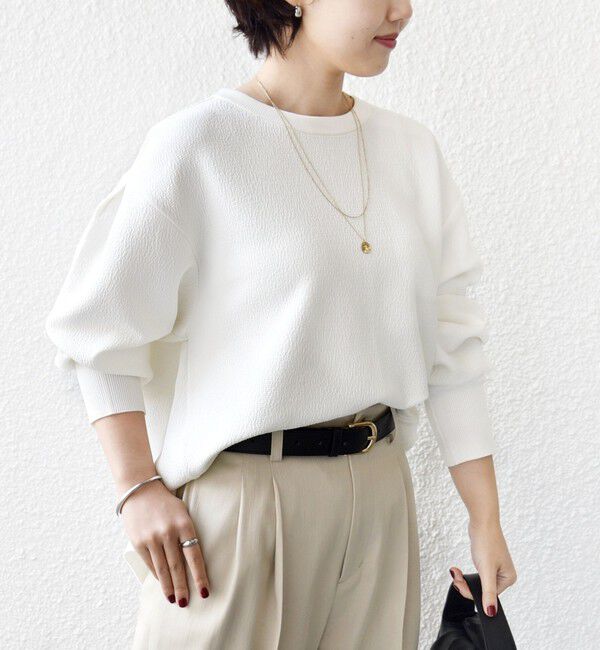 SHIPS for women「〈手洗い可能〉ダブル フェイス ニット リブ コンビ プルオーバー」|Tシャツ・カットソー|