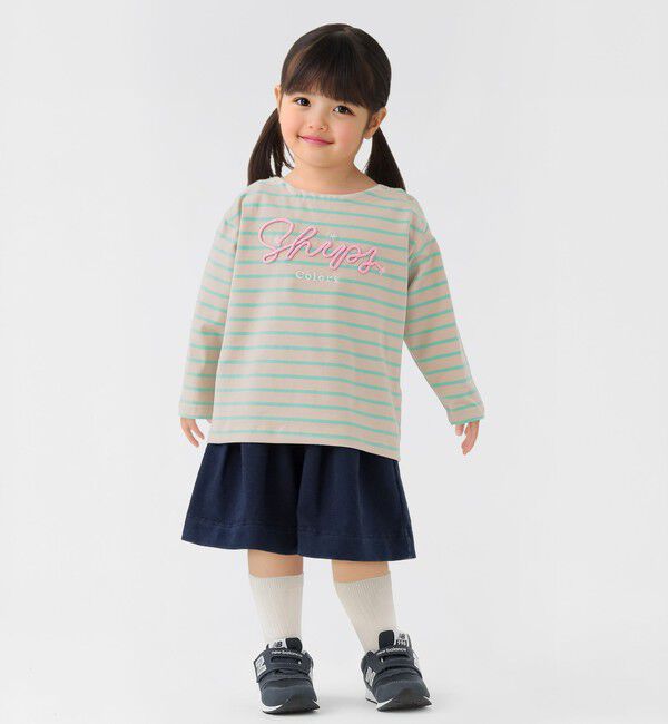 SHIPS Colors 「SHIPS Colors:80～130cm /〈洗濯機可能〉ボーダー ロゴ 刺繍 ロンT」|Tシャツ・カットソー|