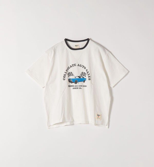 SHIPS any「【SHIPS any別注】Collegiate Pacific:〈洗濯機可能〉V ガゼット プリント & 刺繍 Tシャツ」|Tシャツ・カットソー|