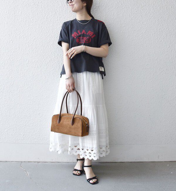 SHIPS any「【SHIPS any別注】Collegiate Pacific:〈洗濯機可能〉V ガゼット プリント & 刺繍 Tシャツ」|Tシャツ・カットソー|