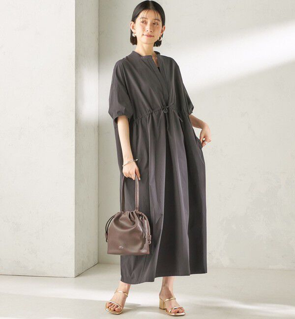 SHIPS for women「《予約》〈接触冷感 / 撥水加工〉TEXBRID(R) タフタ ウエスト 切替 ワンピース」|ワンピース|ブラック