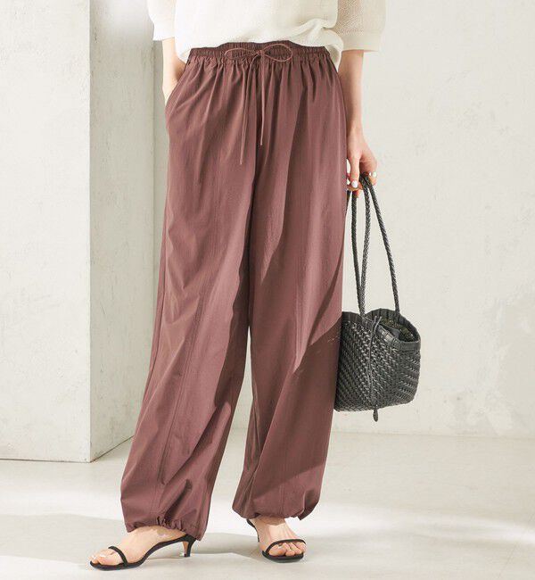 SHIPS for women「《予約》〈接触冷感 / 撥水加工〉TEXBRID(R) 裾 ドロスト パンツ」|その他|ブラウン