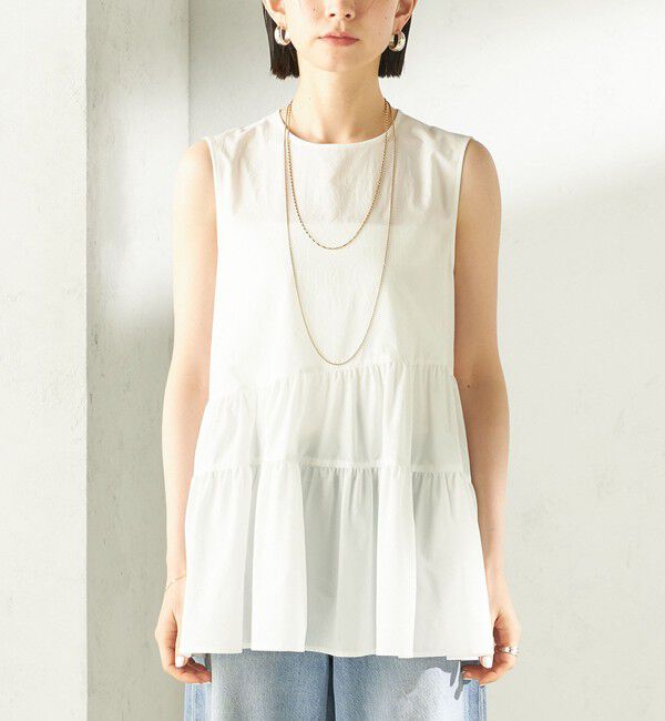 SHIPS for women「《予約》〈接触冷感 / 撥水加工〉TEXBRID(R) タフタ ノースリーブ ブラウス」|シャツ・ブラウス|