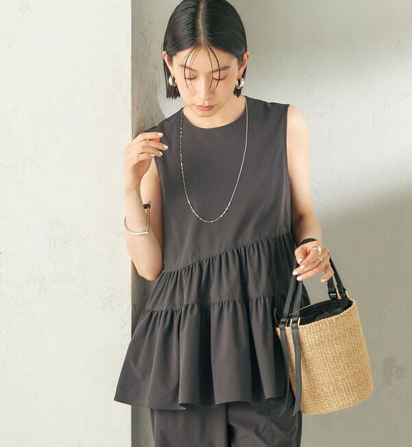 SHIPS for women「《予約》〈接触冷感 / 撥水加工〉TEXBRID(R) タフタ ノースリーブ ブラウス」|シャツ・ブラウス|