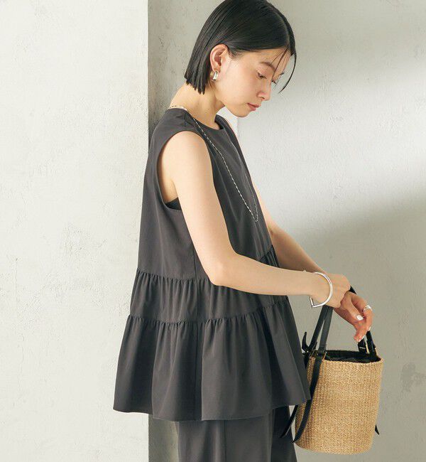 SHIPS for women「《予約》〈接触冷感 / 撥水加工〉TEXBRID(R) タフタ ノースリーブ ブラウス」|シャツ・ブラウス|