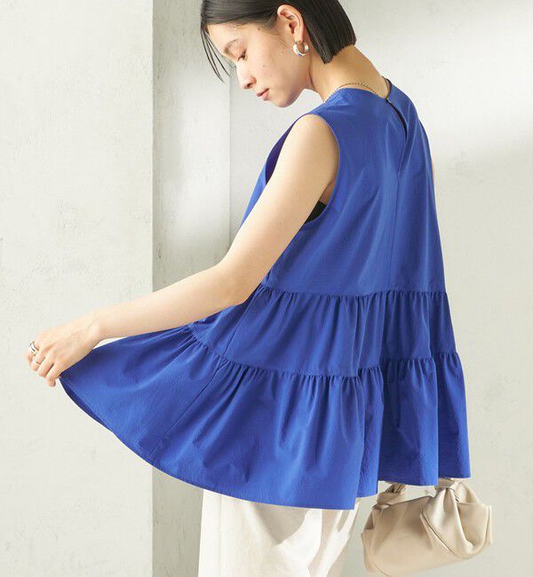 SHIPS for women「《予約》〈接触冷感 / 撥水加工〉TEXBRID(R) タフタ ノースリーブ ブラウス」|シャツ・ブラウス|ロイヤルブルー