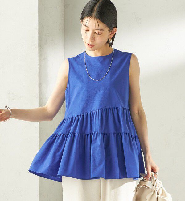 SHIPS for women「《予約》〈接触冷感 / 撥水加工〉TEXBRID(R) タフタ ノースリーブ ブラウス」|シャツ・ブラウス|