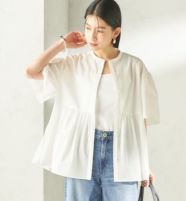 SHIPS for women「《予約》〈接触冷感 / 撥水加工〉TEXBRID(R) タフタ ショート スリーブ 羽織 シャツ」|シャツ・ブラウス|