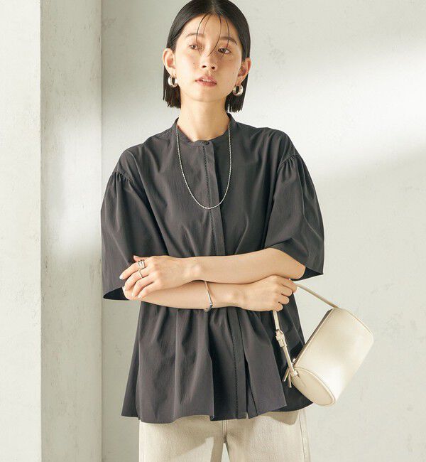 SHIPS for women「《予約》〈接触冷感 / 撥水加工〉TEXBRID(R) タフタ ショート スリーブ 羽織 シャツ」|シャツ・ブラウス|