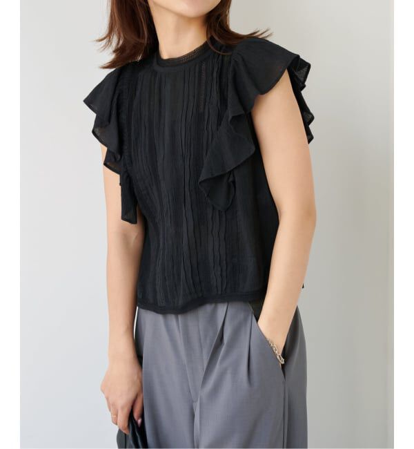 OUTDOOR PRODUCTS Usual Things「≪予約≫コットンレーストリムラッフルブラウス」|シャツ・ブラウス|