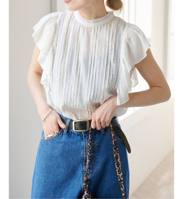 OUTDOOR PRODUCTS Usual Things「≪予約≫コットンレーストリムラッフルブラウス」|シャツ・ブラウス|