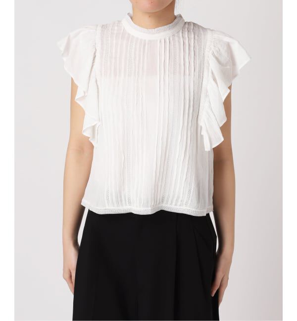 OUTDOOR PRODUCTS Usual Things「≪予約≫コットンレーストリムラッフルブラウス」|シャツ・ブラウス|