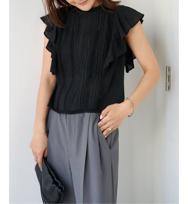 OUTDOOR PRODUCTS Usual Things「≪予約≫コットンレーストリムラッフルブラウス」|シャツ・ブラウス|