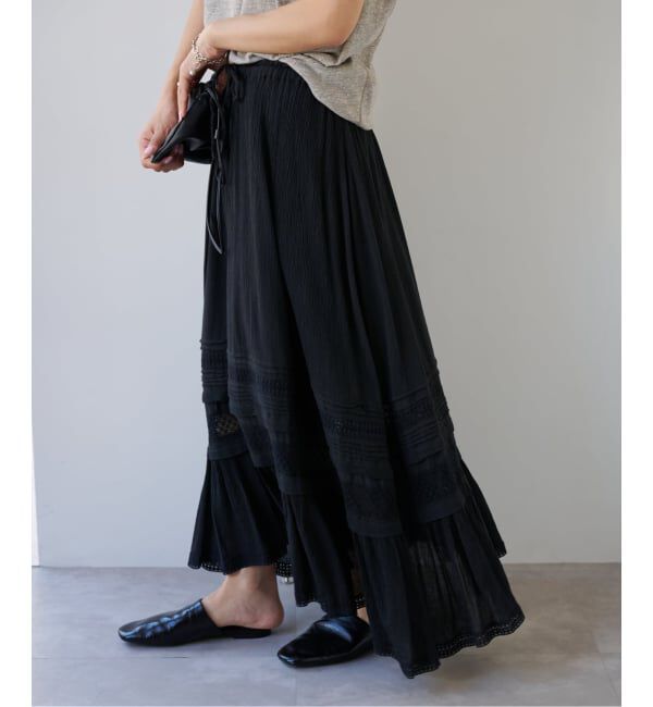 OUTDOOR PRODUCTS Usual Things「≪予約≫コットンレーストリムスカート」|スカート|ブラック