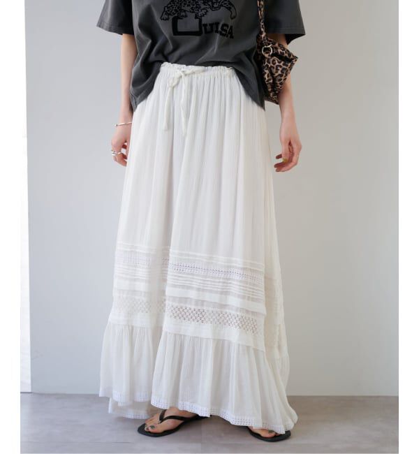 OUTDOOR PRODUCTS Usual Things「≪予約≫コットンレーストリムスカート」|スカート|