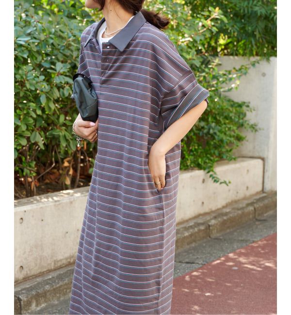 OUTDOOR PRODUCTS Usual Things「≪予約≫ボーダーポロシャツワイドワンピース」|ワンピース|