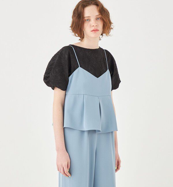 Ballsey「フラワージャカード ツイストスリーブブラウス」|シャツ・ブラウス|