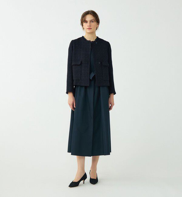 Ballsey「ラメミックスツイード セミダブルクルージャケット」|ノーカラージャケット|