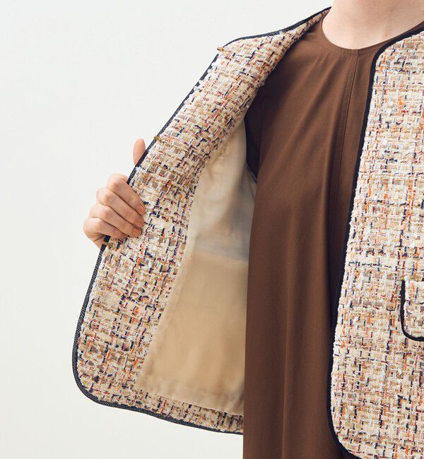 TOMORROWLAND collection「ホロウファンシーツイード ノーカラートリミングジャケット」|ノーカラージャケット|