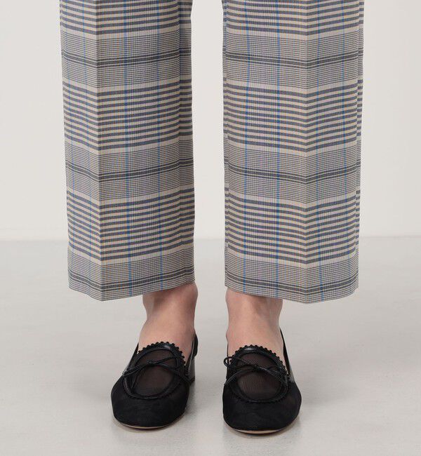 MACPHEE「トゥーサイドチェック ストレートパンツ」|スラックス|