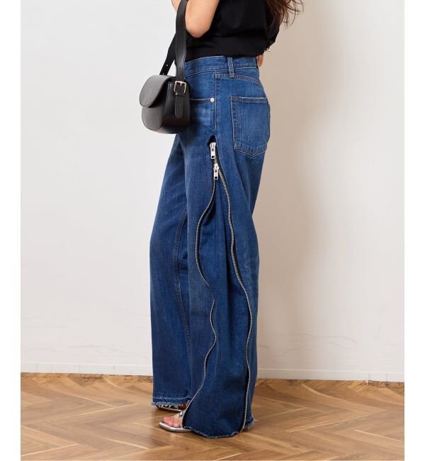  「《予約》サイドジップワイド5ポケットパンツ：デニムパンツ」|デニム|