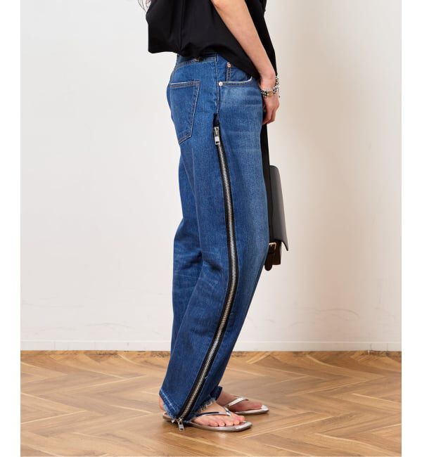  「《予約》サイドジップワイド5ポケットパンツ：デニムパンツ」|デニム|